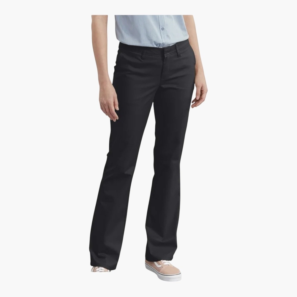 Dickies Twill Pants Slim Fit Bootcut Stretch Black Women's Size 6R NWT